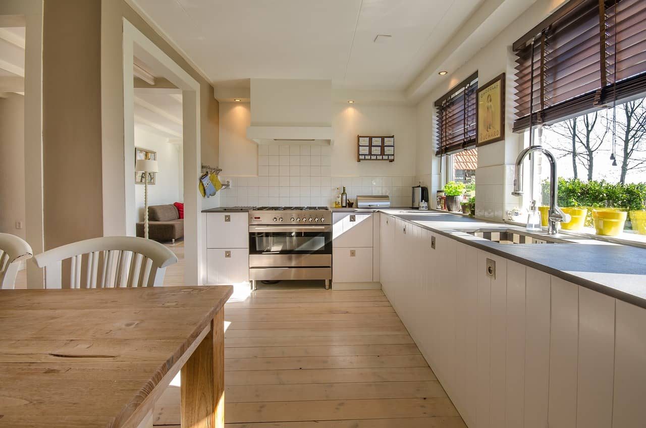 Large, bright, and spacious kitchen interior of a home in the United States