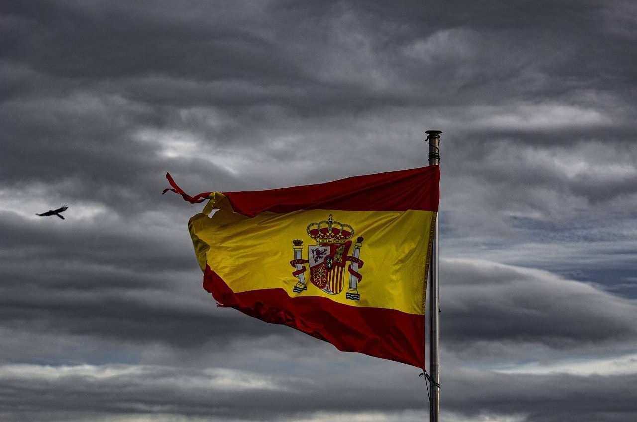 Spanish flag fluttering in the breeze