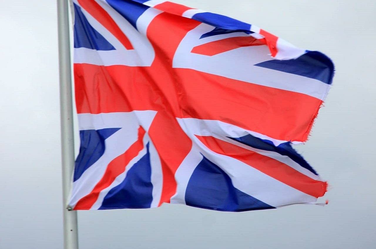 Flag of the United Kingdom - Union Jack waving proudly